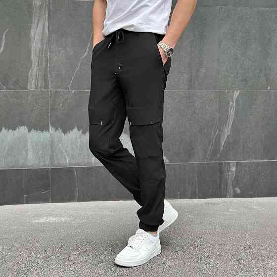 Чоловічі штани джогери з кишенями чорні Pobedov Vershyna Київ