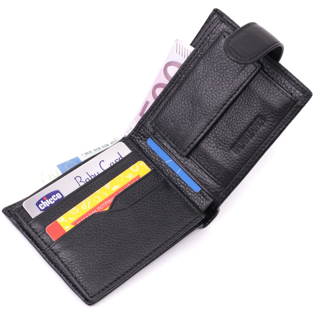 Кошелек для мужчин удобного размера из натуральной кожи ST Leather 22461 Черный Киев - изображение 6