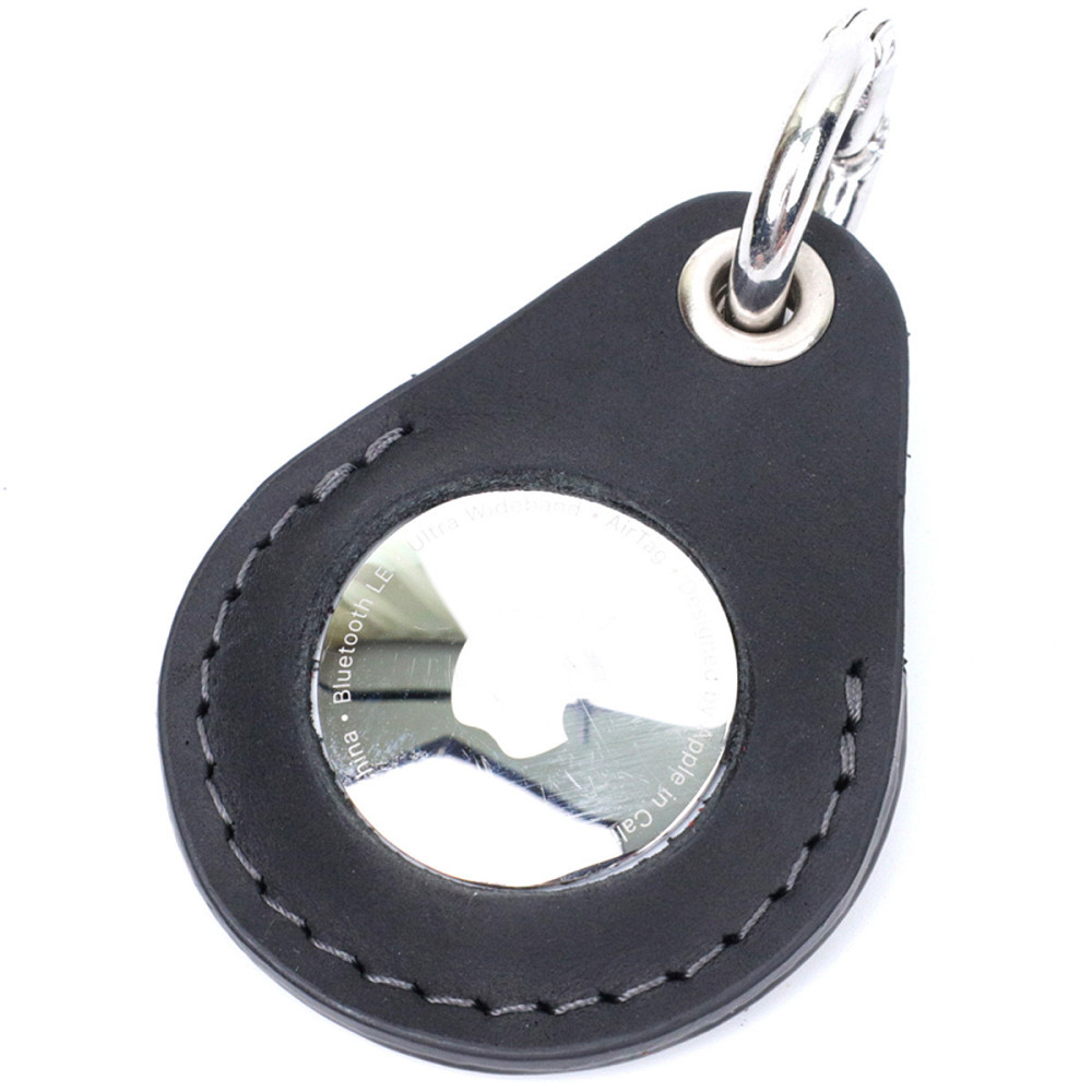 Шкіряний брелок-утримувач для Apple AirTag з вінтажної шкіри GRANDE PELLE 11614 Чорний Київ - фото 6