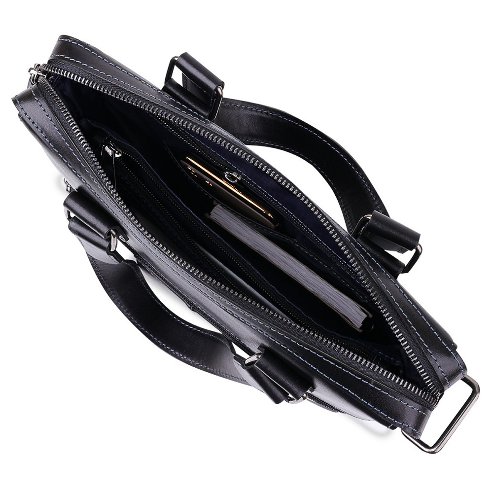 Кожаная мужская сумка Shvigel 11287 Черный Киев - изображение 8