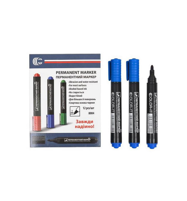 Маркер синій COLOR-IT 8004(Blue) Diamont "C" в упаковці 12 шт Вінниця - фото 1