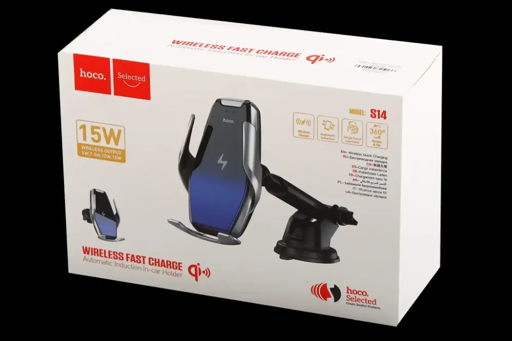 Подставка под телефон на обдув/присоске с беспров. зарядкой 15Вт Hoco S14 Винница - изображение 3