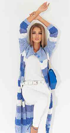 Ажурний кардиган із кишенями в смужку (48-52) Київ