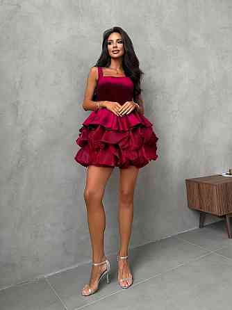 Жіночий святковий елегантний комплект баска-корсет + спідниця Бургуді, 44/46 Одеса