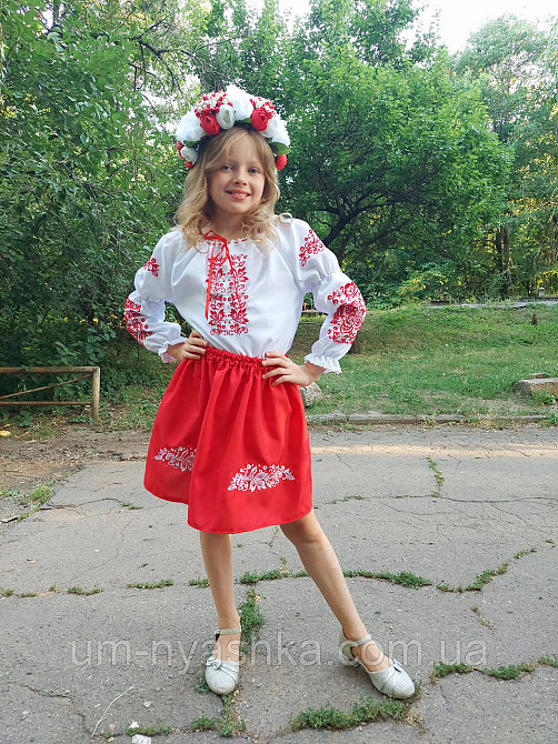 Костюм вишиванка червоний для дівчинки Кривий Ріг - фото 6