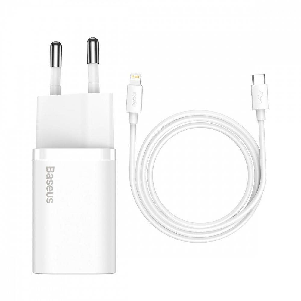 Сетевое зарядное устройство Baseus Super Silicone PD Charger 20W Cable Type-C to Lightning белый Львов - изображение 1