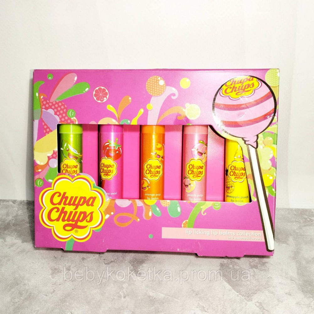 Набор бальзамов для губ Chupa Chups Lip Balm 5 шт Львов - изображение 1