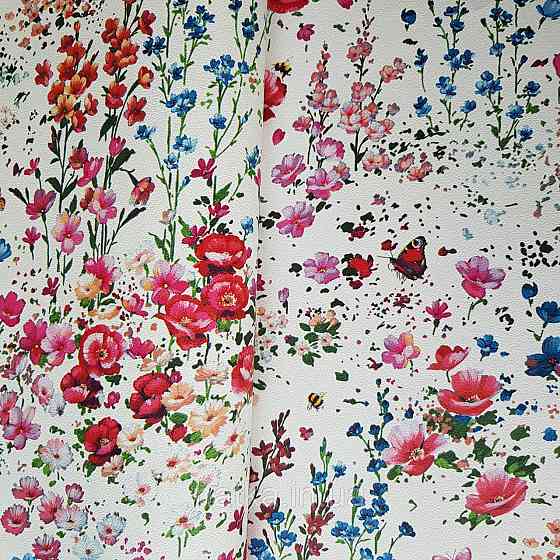 Шпалери вінілові на флізелін 0.53х10.05 Rasch Textil Petite Fleur5.квіти польові червоні бордо сині на білому Київ
