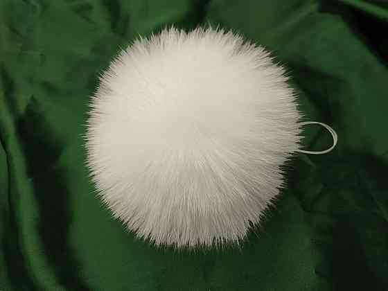 Помпон из натурального меха песца 18-20 см Белый Харьков