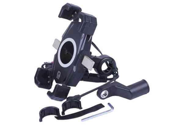 Кріплення для телефону на кермо M22-A1 з бездротовою зарядкою та круглим зеленим світлодіодом (Kewiq) Мукачево