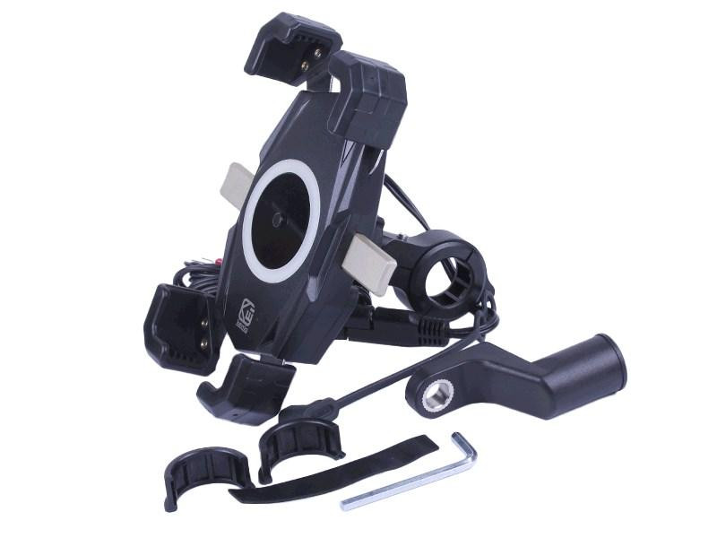 Кріплення для телефону на кермо M22-A1 з бездротовою зарядкою та круглим зеленим світлодіодом (Kewiq) Мукачево - фото 1