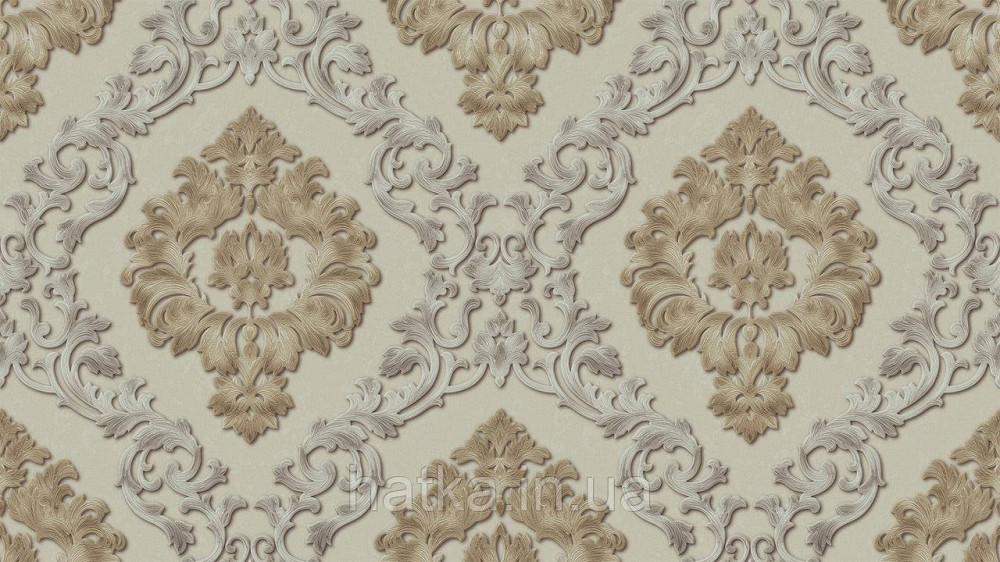 Шпалери метрові вінілові на флізеліні Sintra Classic класика вензелю візерунки структурні золотисті на пісочному 500033 Київ - фото 1