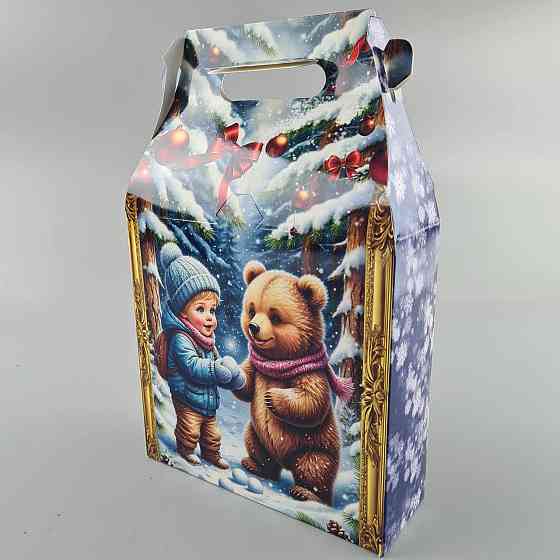 Новогодняя подарочная картонная упаковка для конфет (600грм) №227 