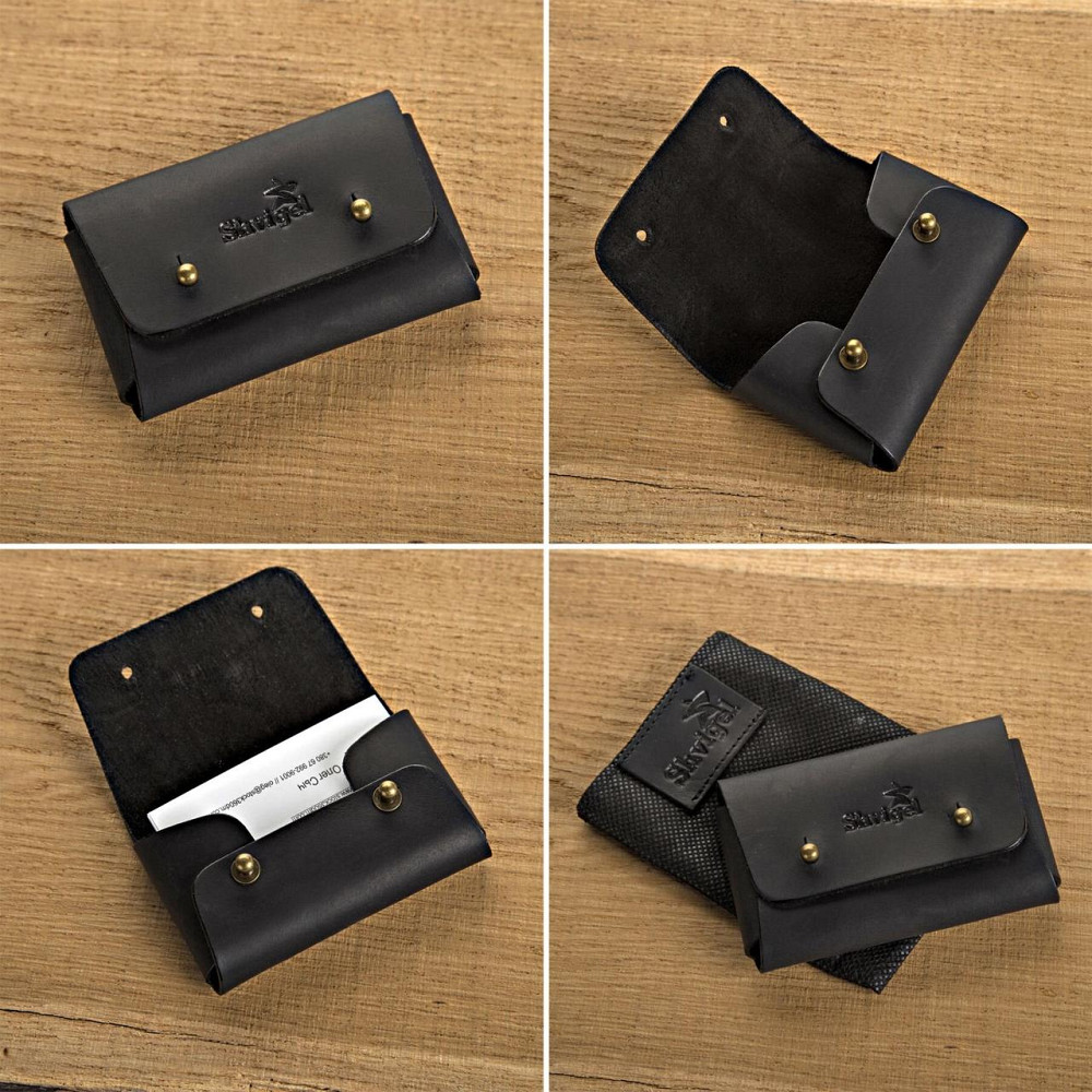 Визитница SHVIGEL 16159 из натуральной винтажной кожи Черная Киев - изображение 3