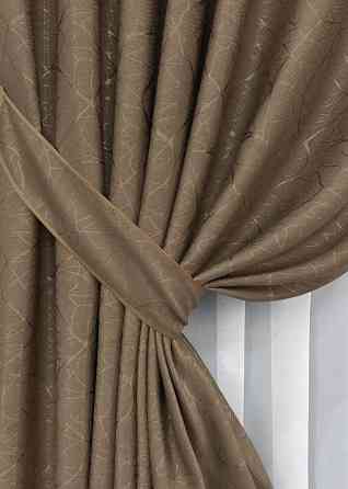Комплект готових штор VR-Textil Льон Савана № 688ш Коричневий 200х270 см 2 шт (32-296) Київ