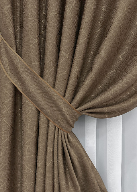 Комплект готових штор VR-Textil Льон Савана № 688ш Коричневий 200х270 см 2 шт (32-296) Київ - фото 5