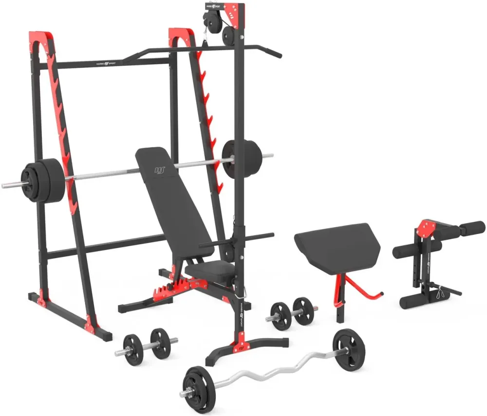 Тренажер Marbo Спорт Zestaw Mh26_147kg_Kier Лавка Regulowana + Stojaki Wielopoziomowe Prasa Na Nogi Wyciąg Modlitewnik (Wsuwka) Київ - фото 1