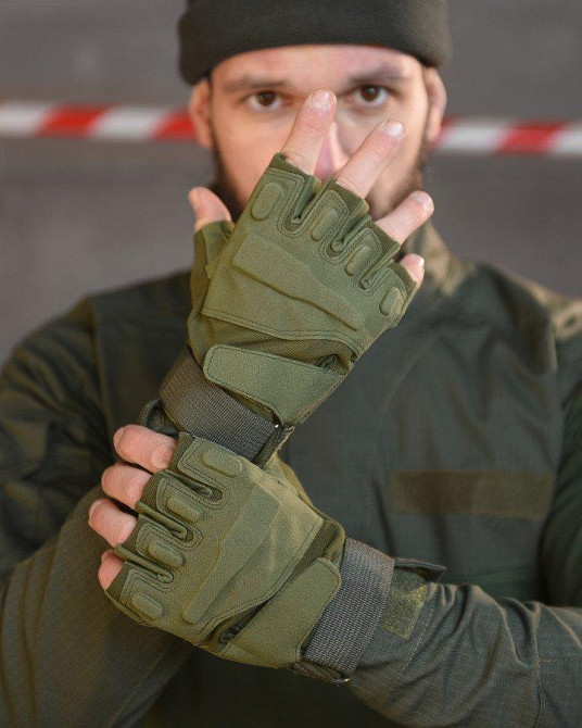 Рукавички тактичні безпалі E302 Sand olive ВТ6001 Одесса - изображение 1