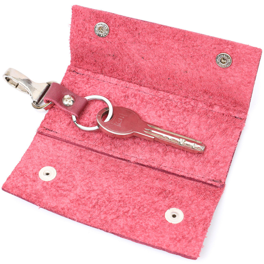 Женская кожаная ключница на кнопках GRANDE PELLE 11640 Бордовый Киев - изображение 6