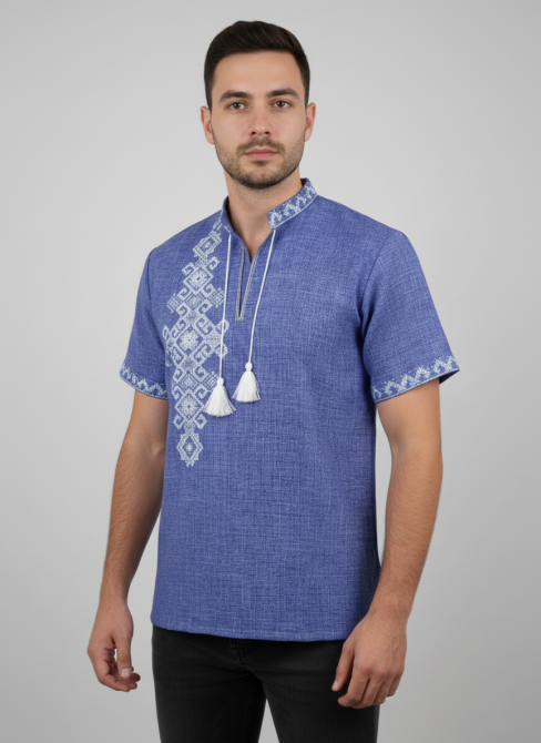 Чоловіча сорочка на короткий рукав з вишивкою на спині Київ - фото 3