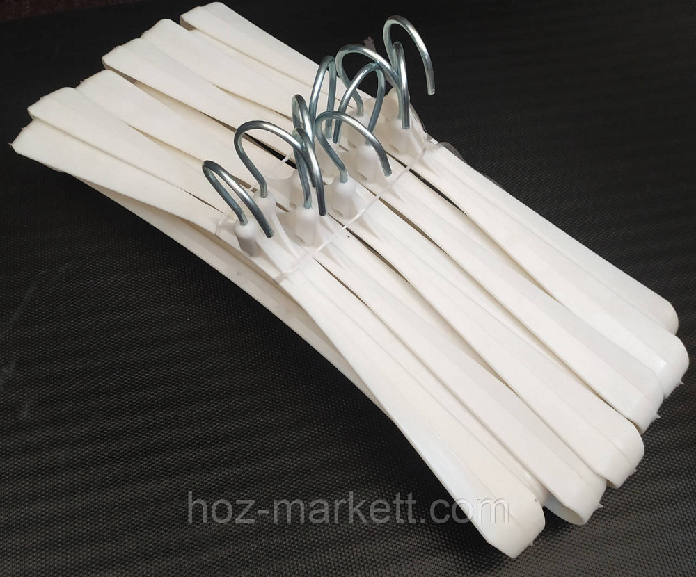 Вішалки плічка (тремпеля) широкі з залізним поворотним гачком білі Харків - фото 1