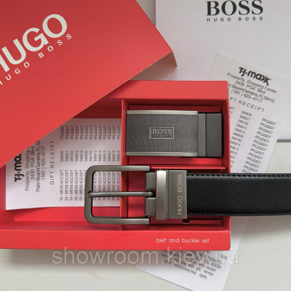 Чоловічий подарунковий набір (ремінь із двома пряжками) H.Boss (218) Київ - фото 2