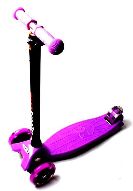 Трехколесный самокат MAXI, Фиолетовый. Все колеса светятся, поворот наклоном руля! Одесса - изображение 4