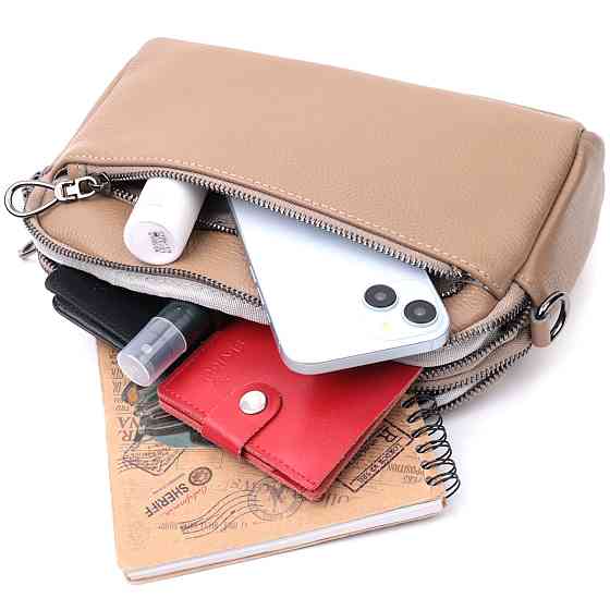 Женская стильная сумка из натуральной кожи Vintage 22599 Бежевая Киев