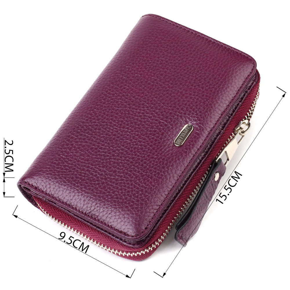 Яскраве жіноче портмоне середнього розміру з натуральної зернистої шкіри CANPELLINI 21909 Бузкове Київ - фото 8