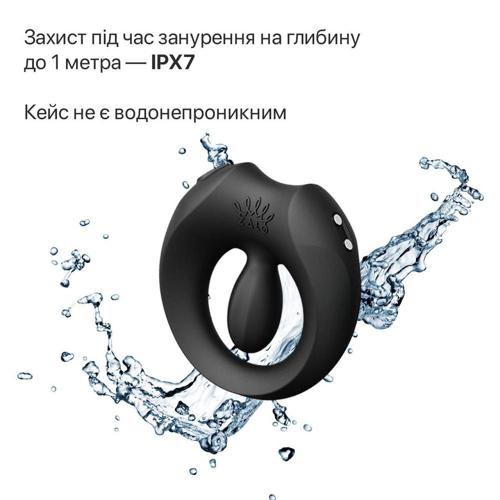 Эрекционное смарт-виброкольцо Zalo Apis Obsidian Black, до 4 часов работы, зарядный кейс Sex Aura Киев - изображение 8