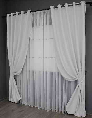 Комплект штор на люверсах VR-Textil Midnight № 1223ш 150х270 см 2 шт Світло-сірий (37-0112) Київ