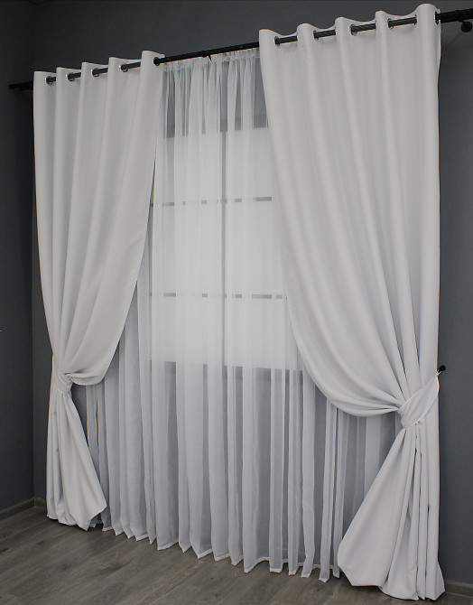 Комплект штор на люверсах VR-Textil Midnight № 1223ш 150х270 см 2 шт Світло-сірий (37-0112) Київ - фото 3