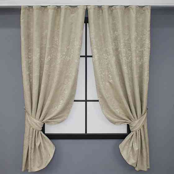 Комплект коротких штор VR-Textil Льон мармур Pavliani № 1368ш 130х170 см 2 шт Бежево-сірий (35-0058) Київ