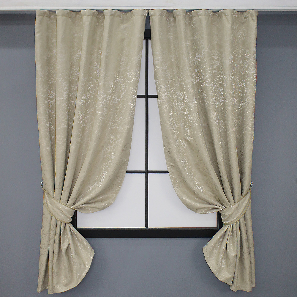 Комплект коротких штор VR-Textil Лен мрамор Pavliani № 1368ш 130х170 см 2 шт Бежево-серый (35-0058) Киев - изображение 1