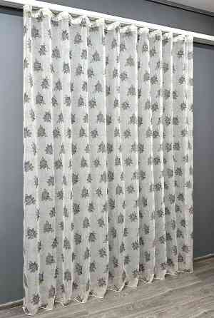 Тюль VR-Textil 1801т Шифон с принтом Белый с серым 300х270 см (40-099) Киев