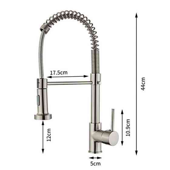 Гибкий кухонный смеситель с выдвижным сливом и рычагом сбоку RESTEQ. Смеситель для кухни Киев