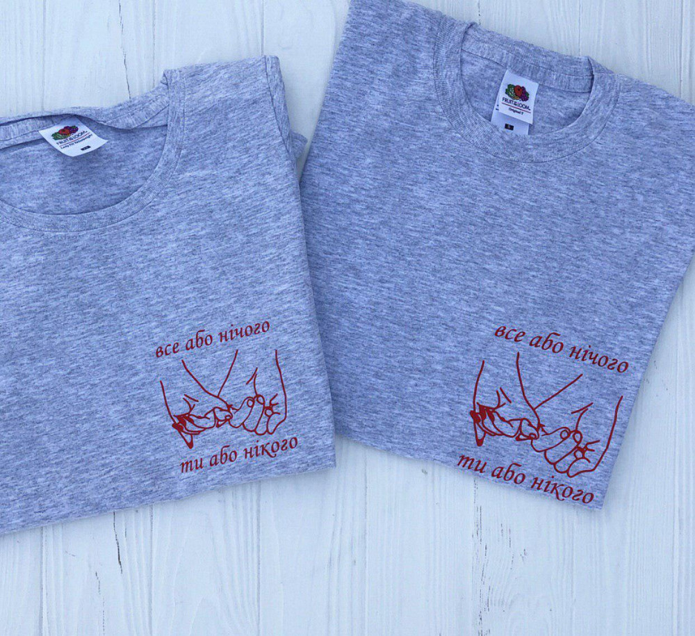 Парные футболки серые для парня и девушки Черновцы - изображение 1