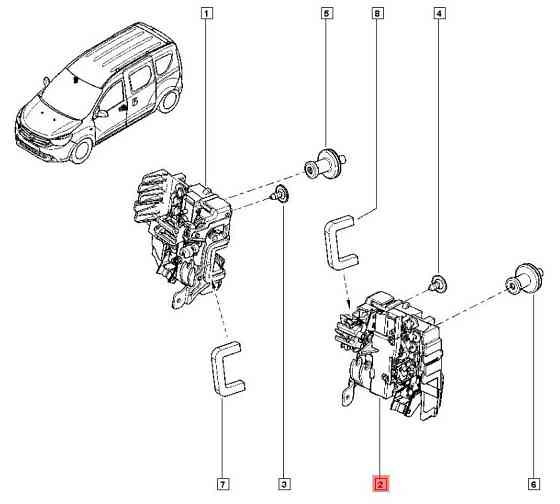 Замок двери GP Renault Dokker передней левой (805034470R) Киев