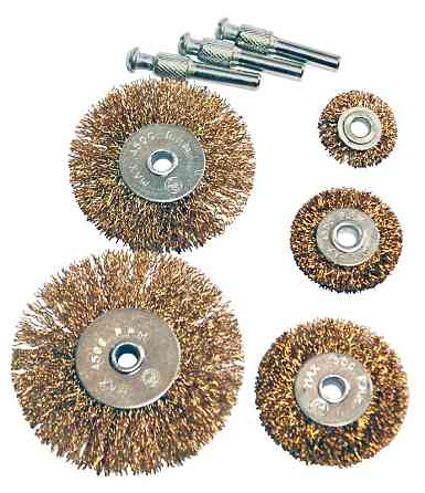 MASTERTOOL Набір щіток MASTERTOOL 5 шт - дискові зі стрижнем ¼" з латунованого рифленого дроту Коломия