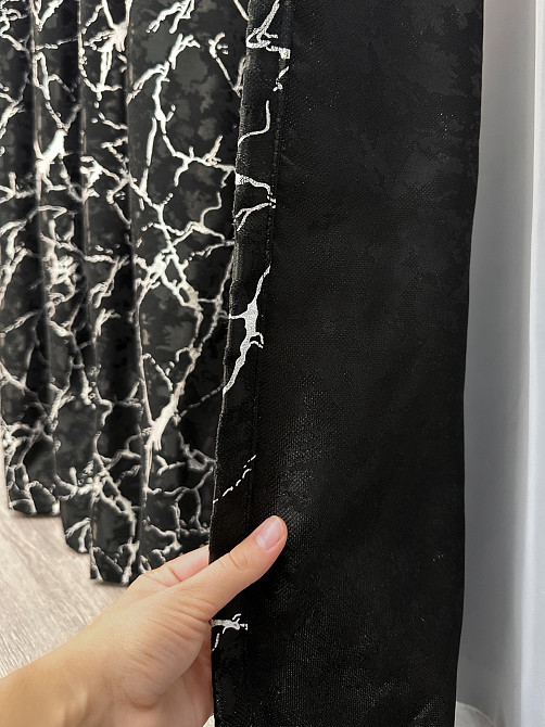 Комплект готових штор VR-Textil Льон мармур Royal Touch № 2005ш Чорний 100х270 см 2 шт (31-980) Київ - фото 6