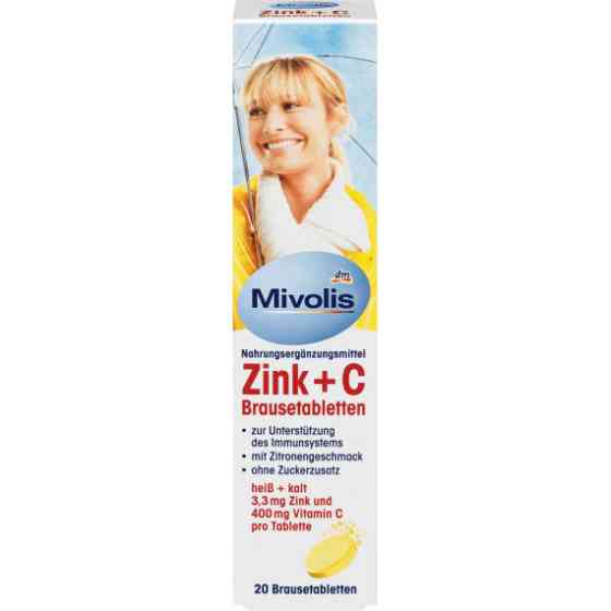 Цинк + С шипучі таблетки Mivolis 20 штук, 82 g (Німеччина) Mivolis Zink + C Brausetabletten 20 St.,  Львів