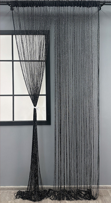 Шторы-нити с люрексом Черный 300х300см 1 шт (61-099) Киев - изображение 3