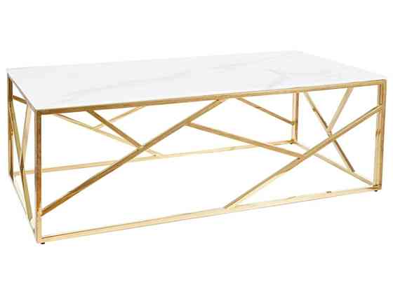 Журнальний столик ESCADA A II білий ефект мармуру/золото 120X60 Днепр