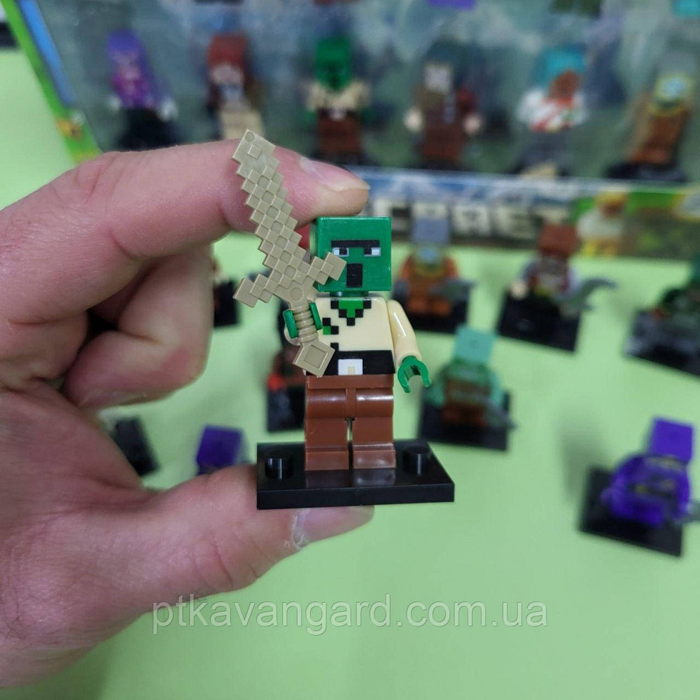 Набір фігурок Майнкрафт 12 героїв + зброя, з підставками 2912-2 Хмельницький - фото 3