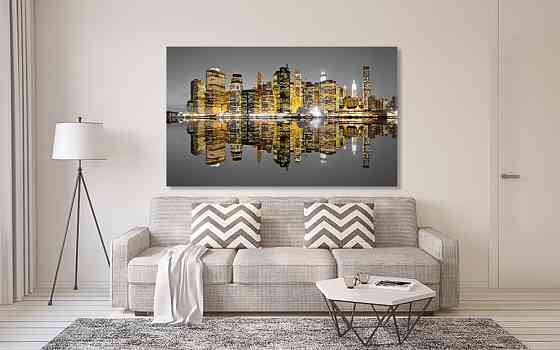 Картина полотно у вітальню / спальню      Нічне місто   MLP_234 ( 60х30см ) 50x100 см Київ