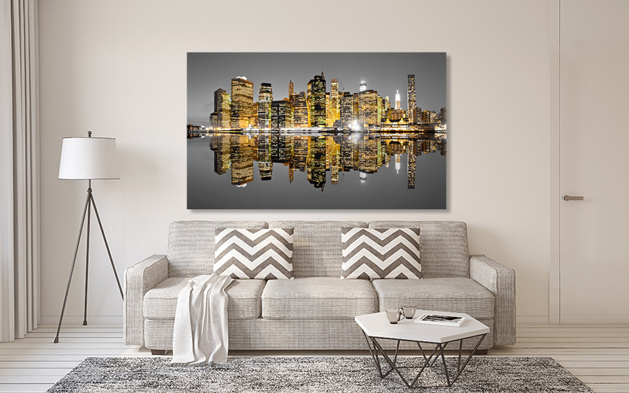 Картина полотно у вітальню / спальню      Нічне місто   MLP_234 ( 60х30см ) 50x100 см Київ - фото 2
