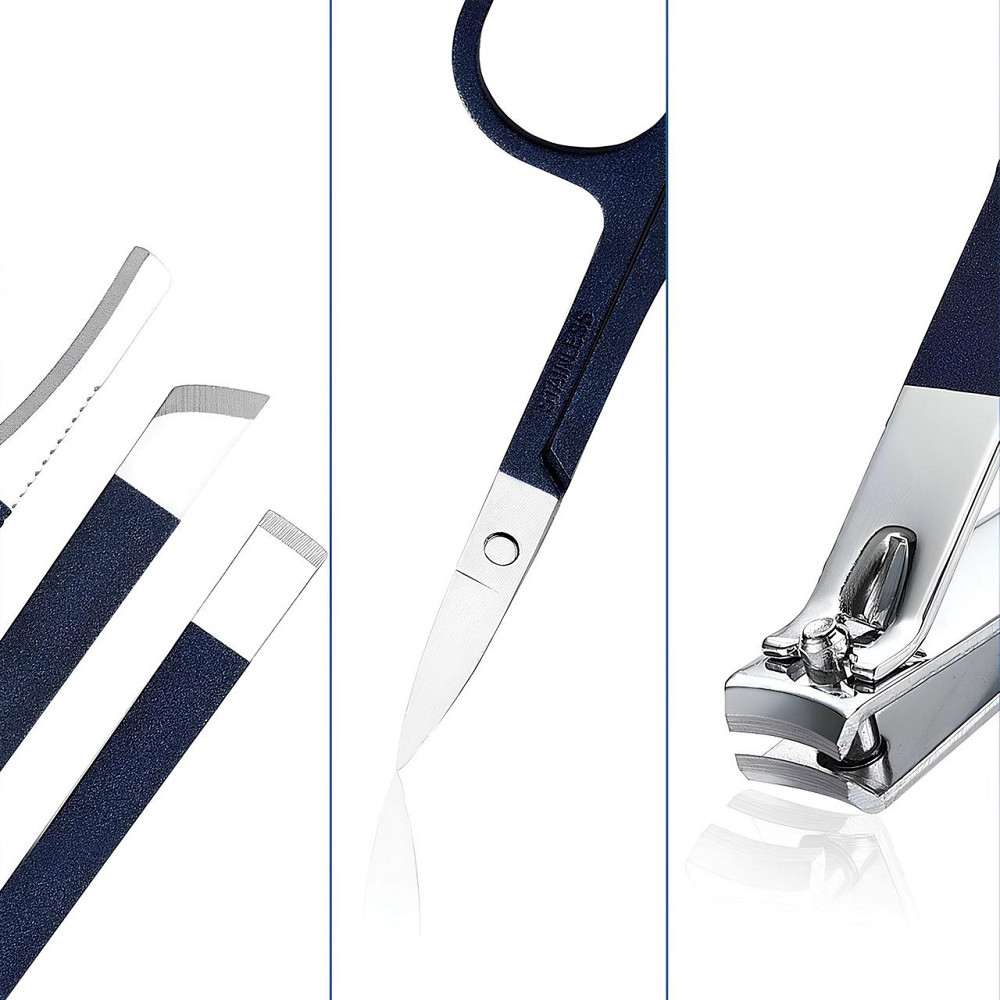 Манікюрно-педикюрний набір RESTEQ з інструментами для догляду за обличчям — 18 предметів у стильному синьому футлярі Київ - фото 2