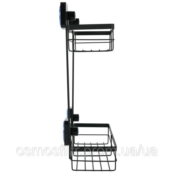 Полка для ванной Axentia чёрная 34x39.5x11 см с присосками металл с порошковым покрытием (135968) Киев - изображение 3