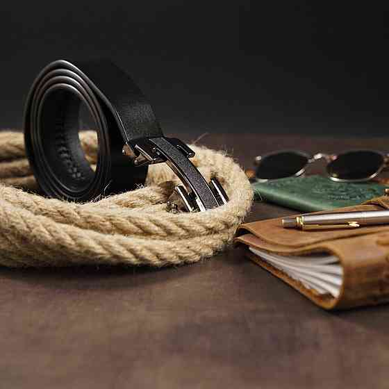 Ремінь чоловічий з пряжкою куточки Vintage 20262 Чорний Київ