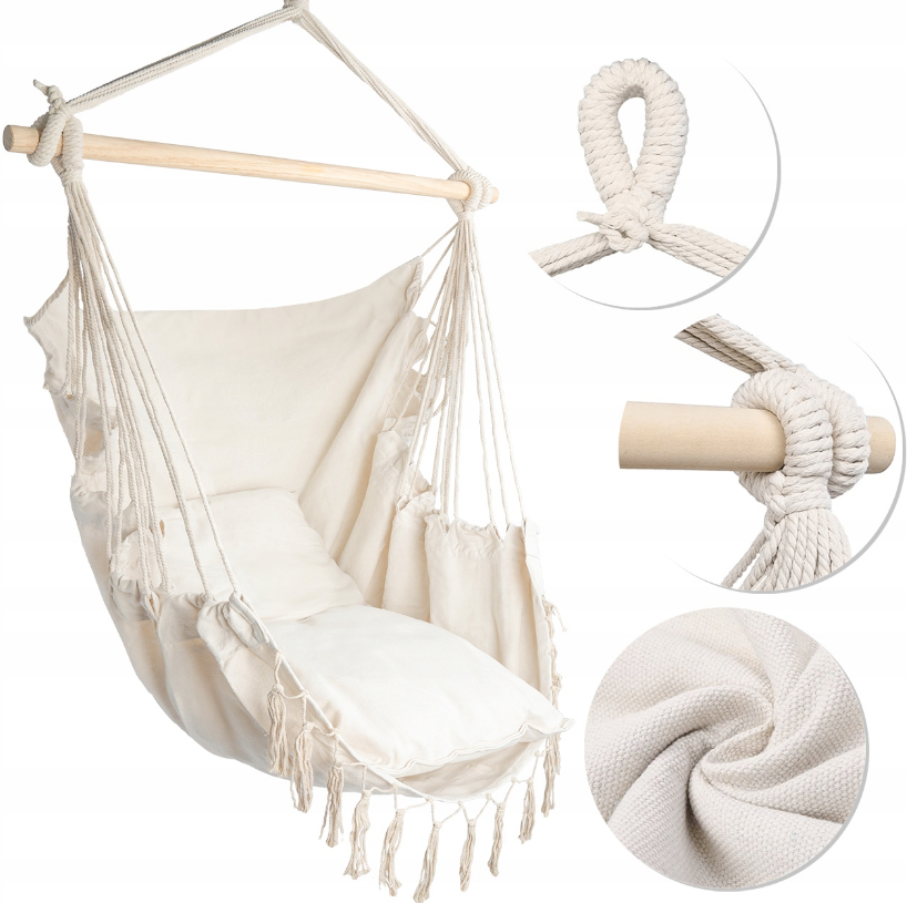 Кресло гамак Бразильское MalTec бежевый 100см 120кг (Польша) Киев - изображение 7